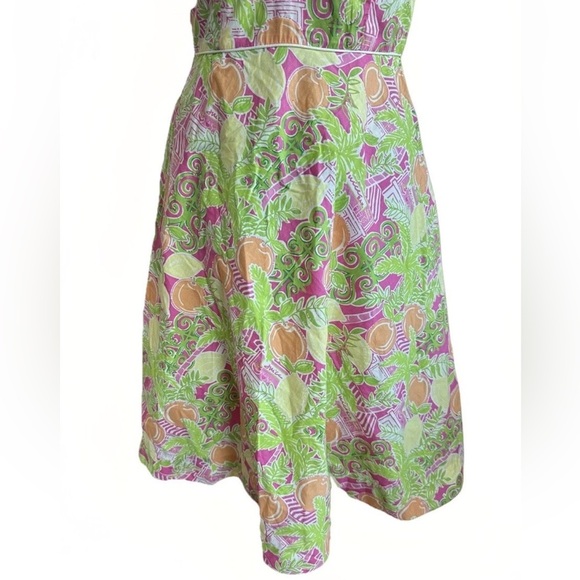 Lilly Pulitzer Lemon Green Pink Crochet Strapless dress Cocktail Party - Picture 9 of 12